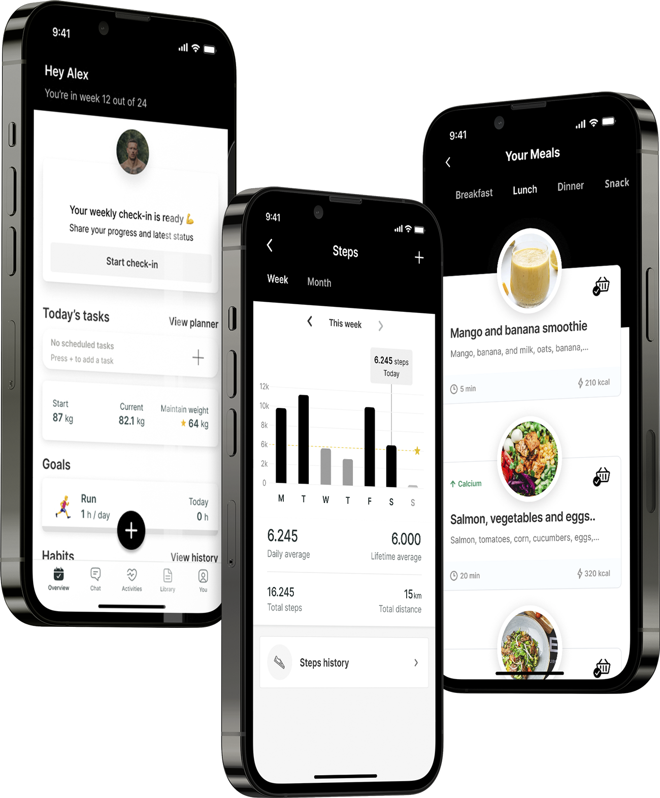 A mockup of the coaching app showcasing the features.
